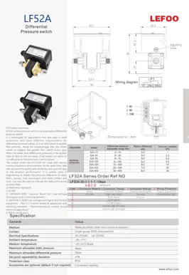 Pressostato differenziale acqua regolabile LF52A