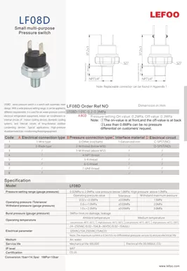 Pressostato compressore d'aria LF08D