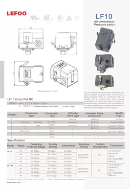 Pressostato compressore d'aria LF10