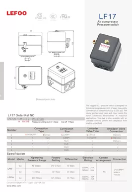 Pressostato compressore d'aria LF17