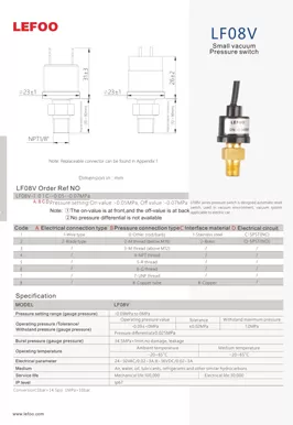 Pressostato compatto per vuoto LF08V