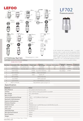 Pressostato a membrana LF702
