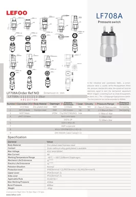 Pressostato a membrana LF708A