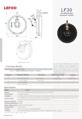 Pressostato aria differenziale LF30