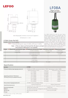 Pressostato ad alta corrente LF08A