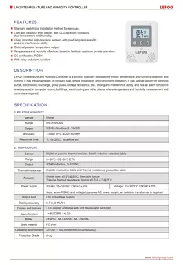 LEFOO LFH21 regolatore di temperatura e umidità