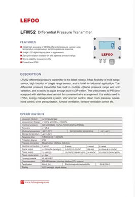 Trasmettitore di pressione differenziale dell'aria LEFOO LFM52