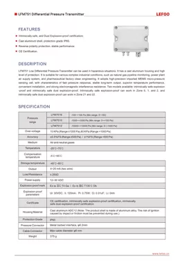 Trasmettitore di pressione differenziale industriale LEFOO LFM751
