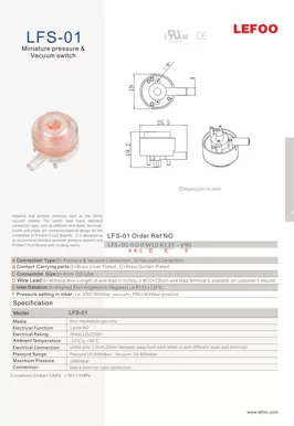 Pressostato miniaturizzato e pressostato LFS-01