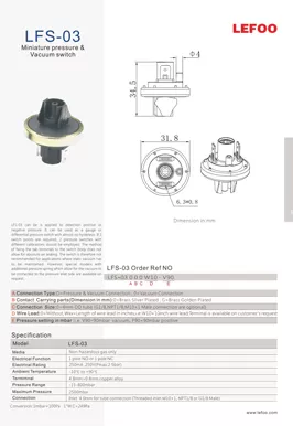 Pressostato miniaturizzato e pressostato LFS-03