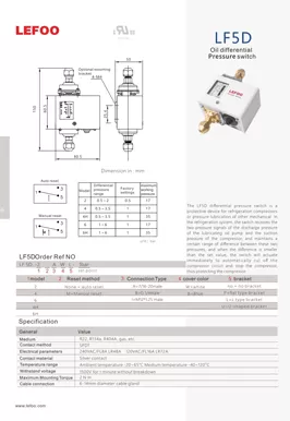 Sistema di refrigerazione pressostato differenziale olio LF5D