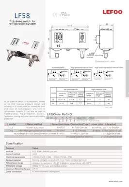 Pressostato del sistema di refrigerazione LF58